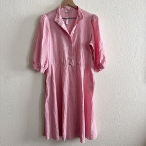 Vintage Pink Midi Dress with Button-Down Front